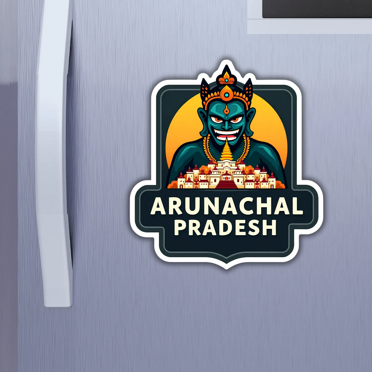 Arunachal Pradesh Indian State Theme Souvenir Wooden Refrigerator Stylish Fridge Magnet Hover