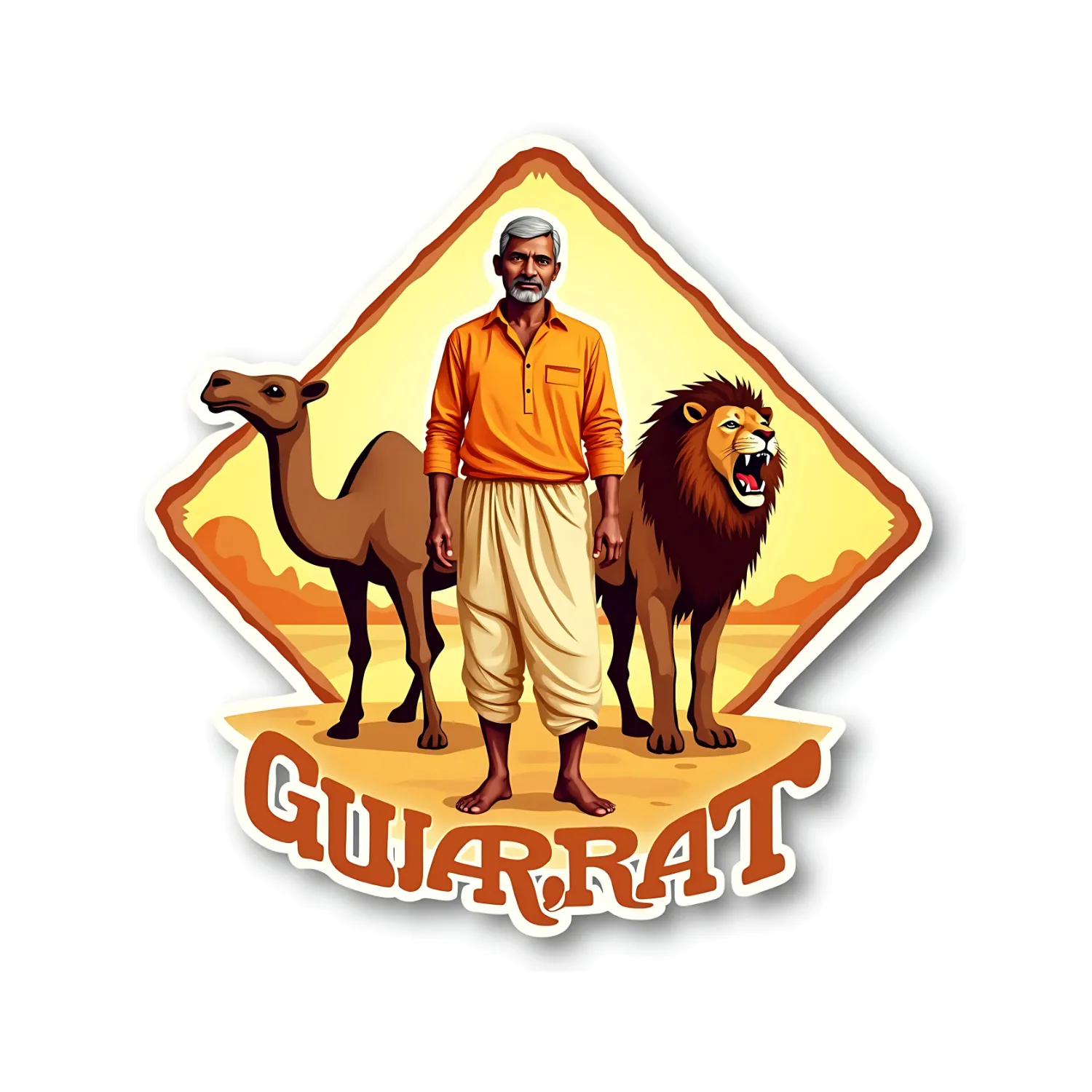 Gujarat Indian State Theme Souvenir Wooden Refrigerator Stylish Fridge Magnet