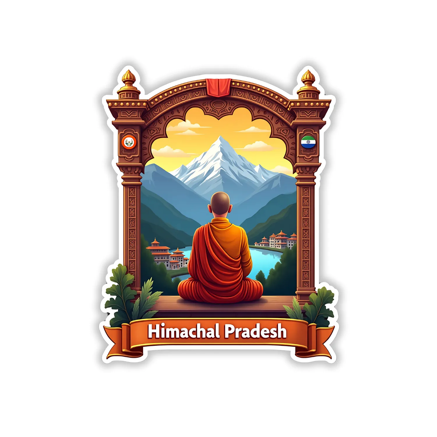 Himachal Pradesh Indian State Theme Souvenir Wooden Refrigerator Stylish Fridge Magnet