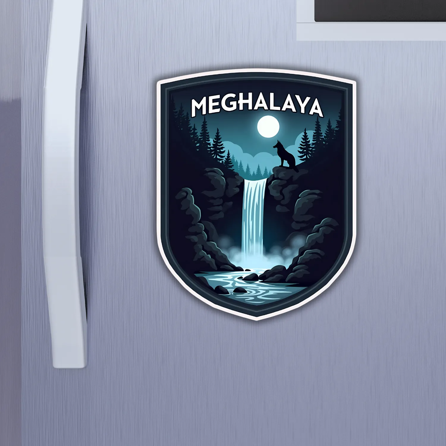Meghalaya Indian State Theme Souvenir Wooden Refrigerator Stylish Fridge Magnet Hover