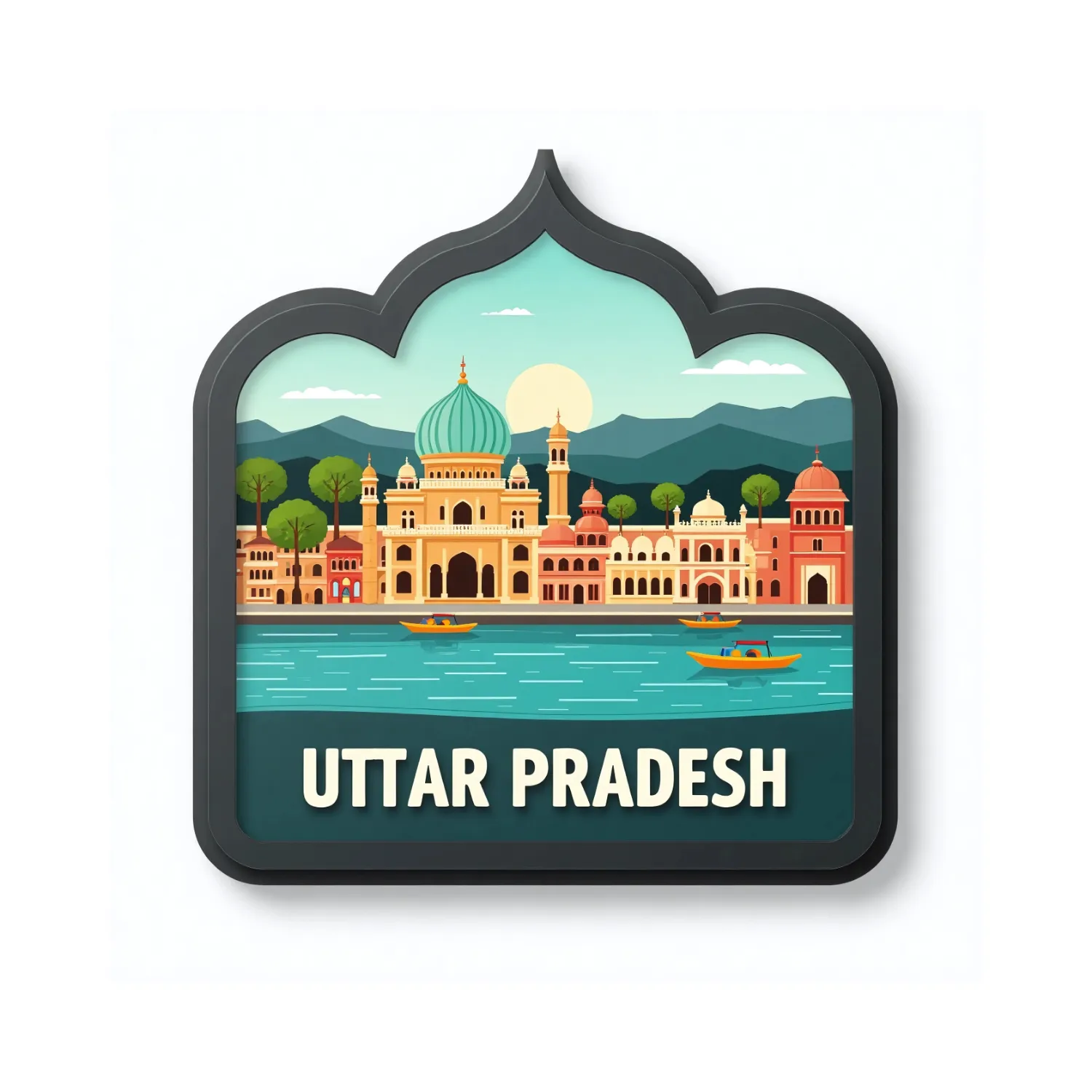 Uttar Pradesh Indian State Theme Souvenir Wooden Refrigerator Stylish Fridge Magnet