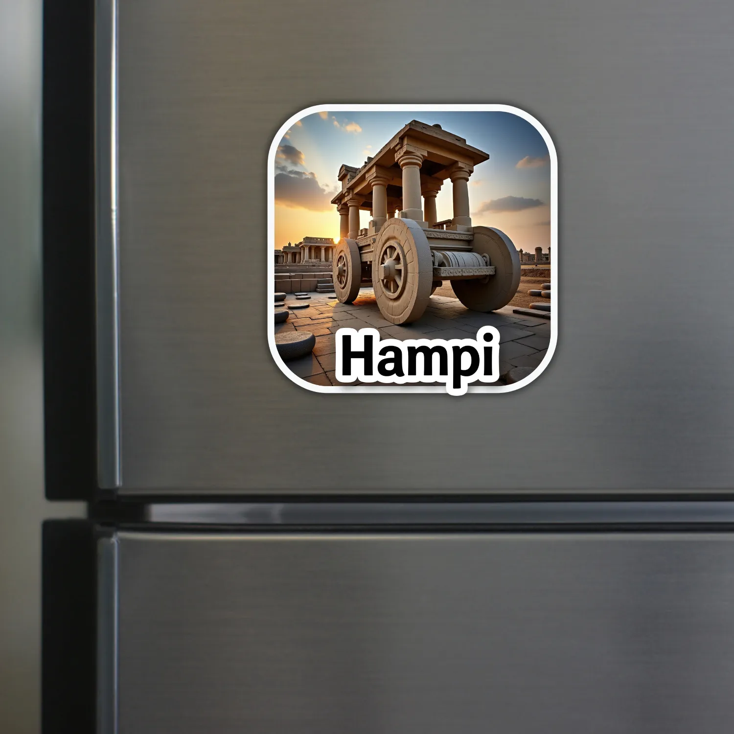 Hampi Theme Souvenir Wooden Refrigerator Stylish Fridge Magnet Hover