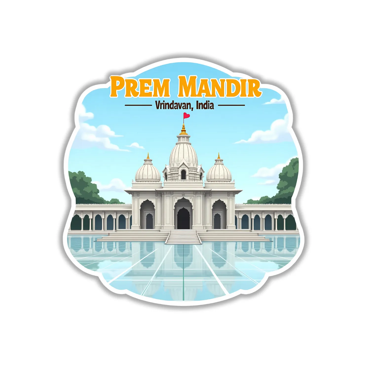 Prem Mandir Theme Souvenir Wooden Refrigerator Stylish Fridge Magnet