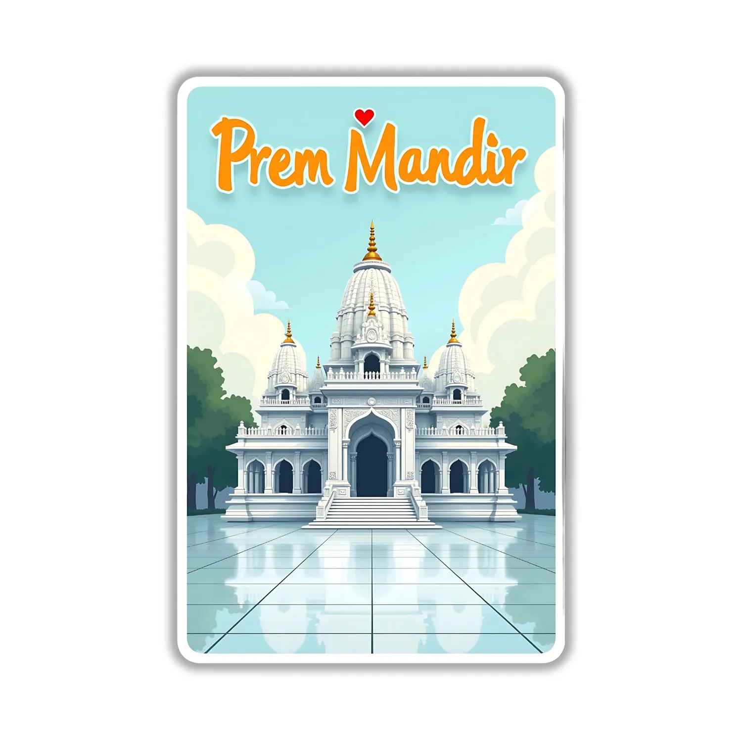 Prem Mandir Theme Souvenir Wooden Refrigerator Stylish Fridge Magnet