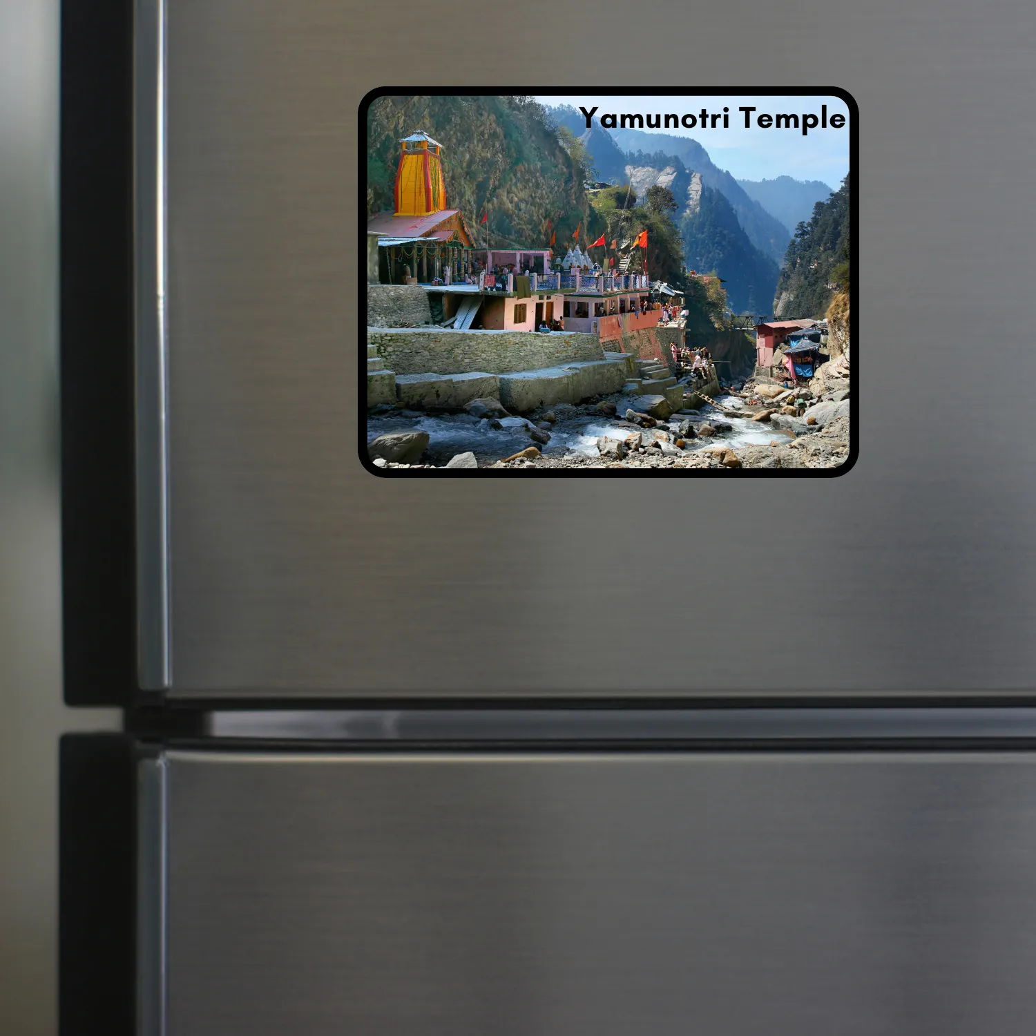 Yamunotri Temple Theme Souvenir Wooden Refrigerator Stylish Fridge Magnet Hover