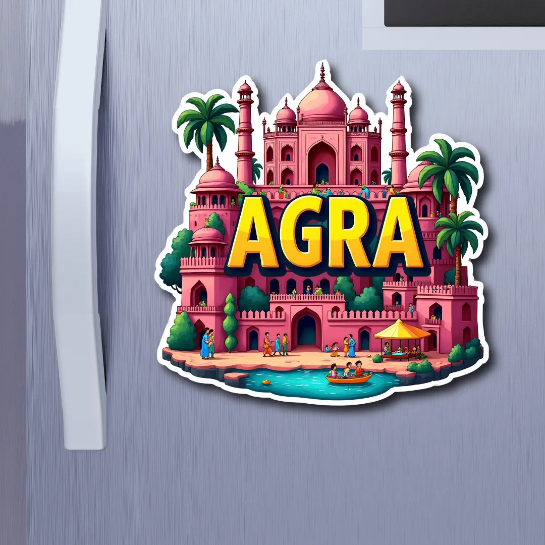 Agra City Theme Souvenir Wooden Refrigerator Stylish Fridge Magnet Hover