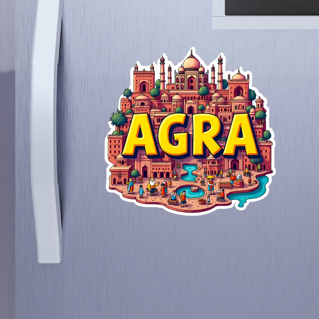 Agra City Theme Souvenir Wooden Refrigerator Stylish Fridge Magnet Hover