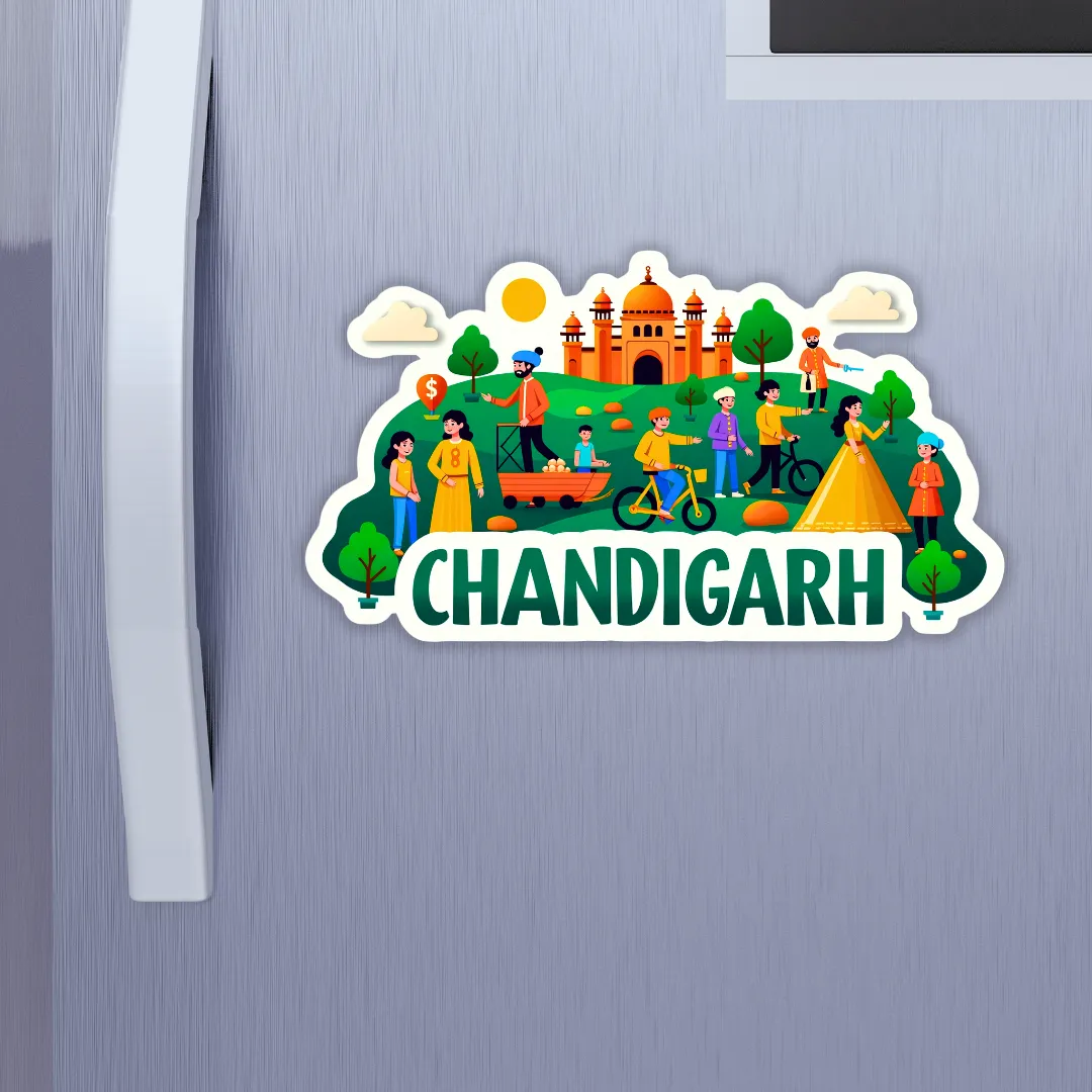 Chandigarh City Theme Souvenir Wooden Refrigerator Stylish Fridge Magnet Hover