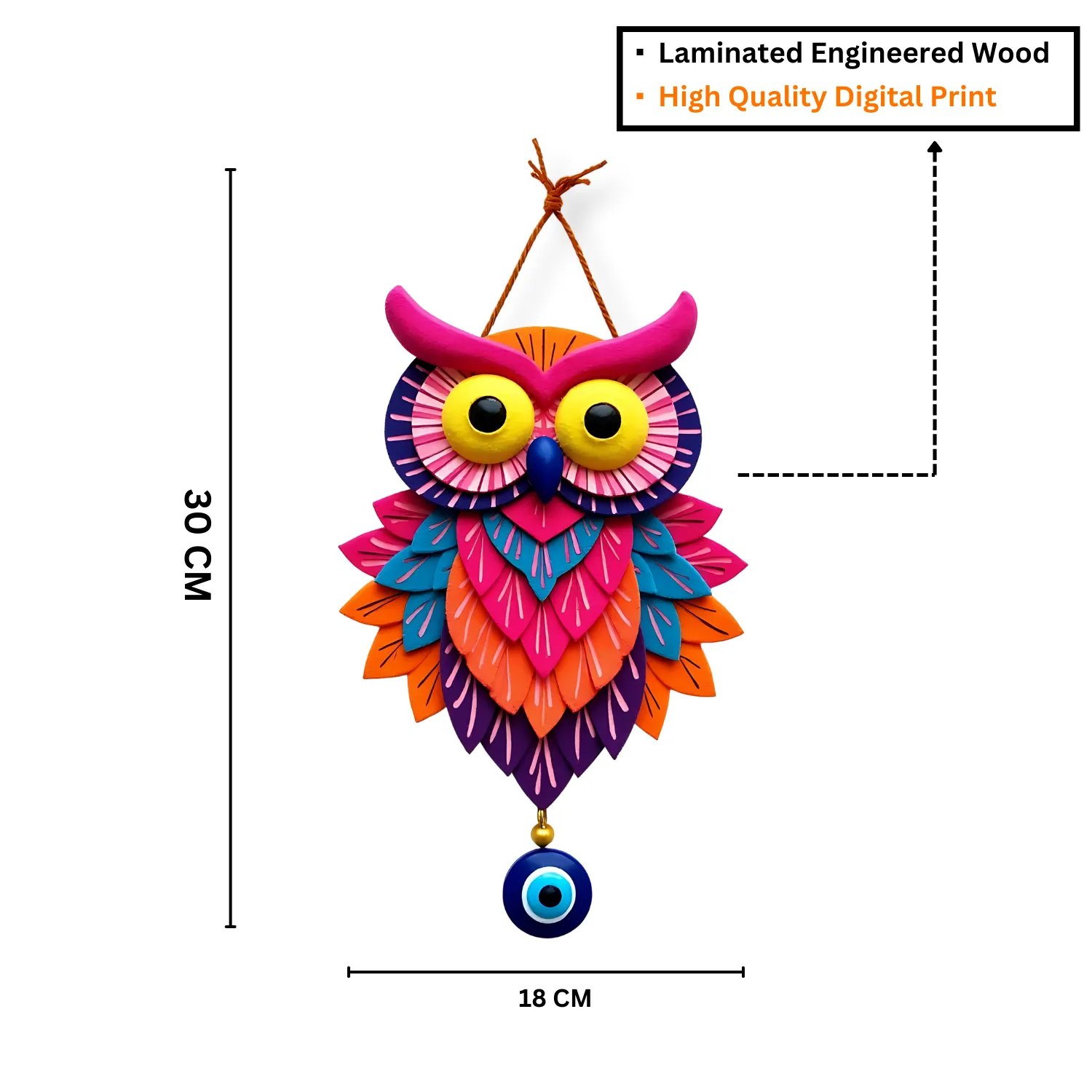 Owl Shape Wooden Wall Hanging For Home & Kitchen Decor Hover