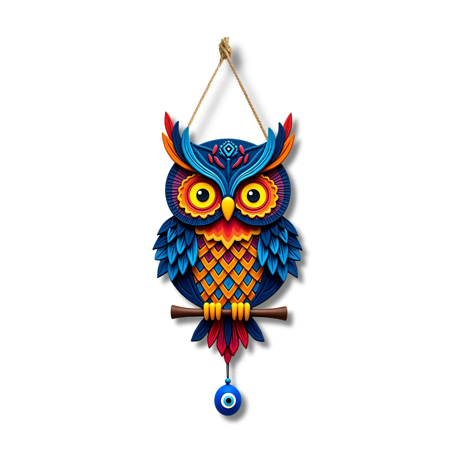 Owl Shape Wooden Wall Hanging For Home & Living Room Decor