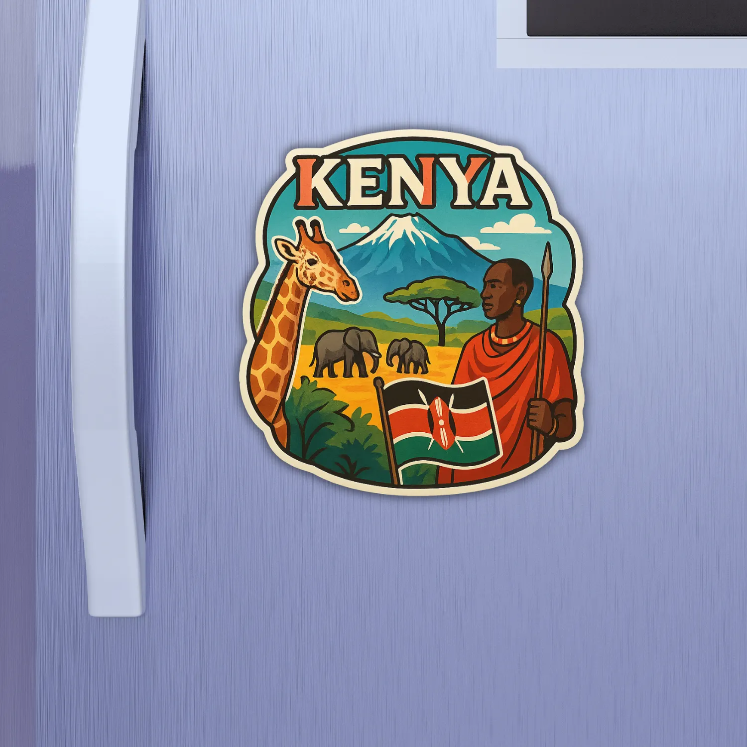 Kenya Country Theme Souvenir Wooden Refrigerator Stylish Fridge Magnet Hover