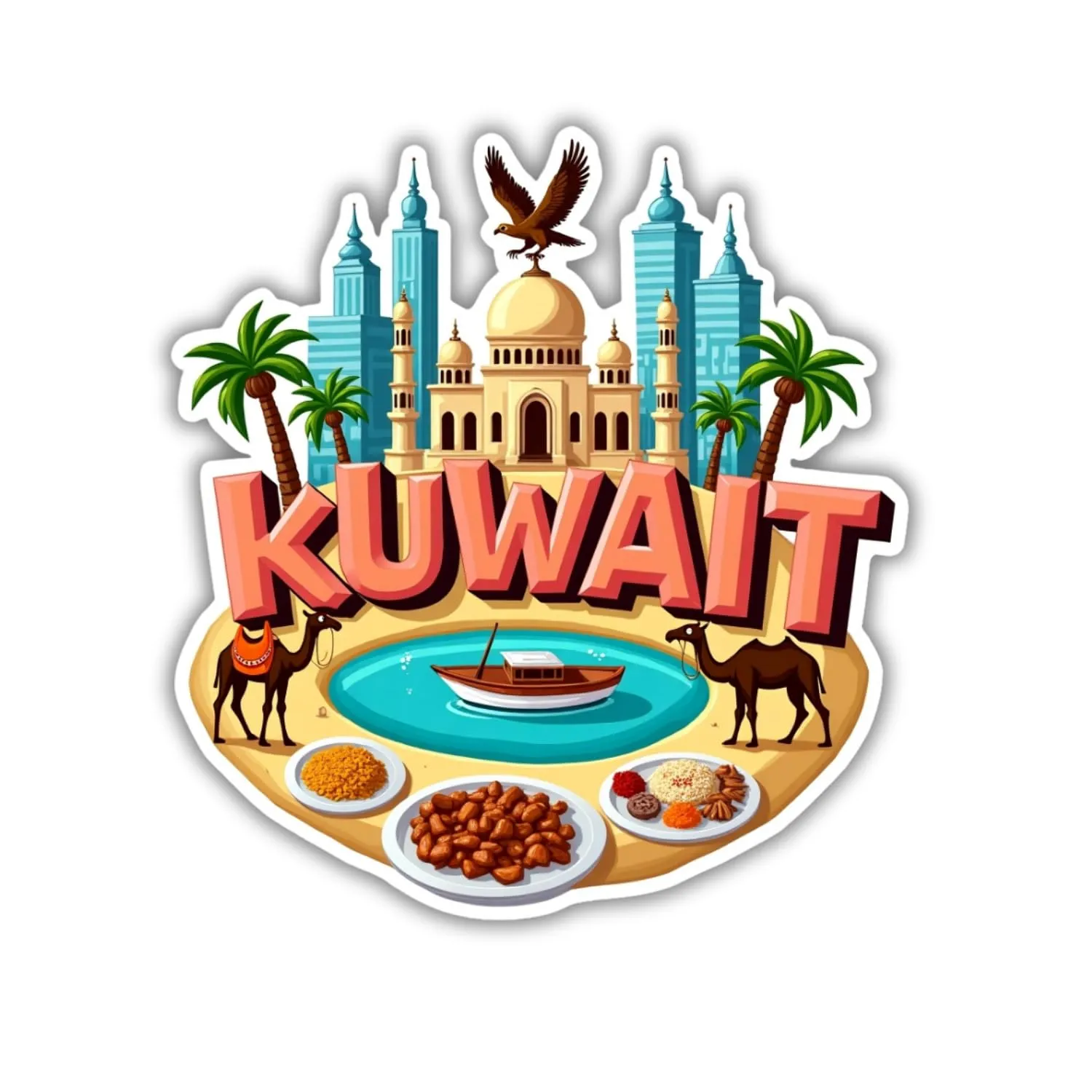 Kuwait Country Theme Souvenir Wooden Refrigerator Stylish Fridge Magnet