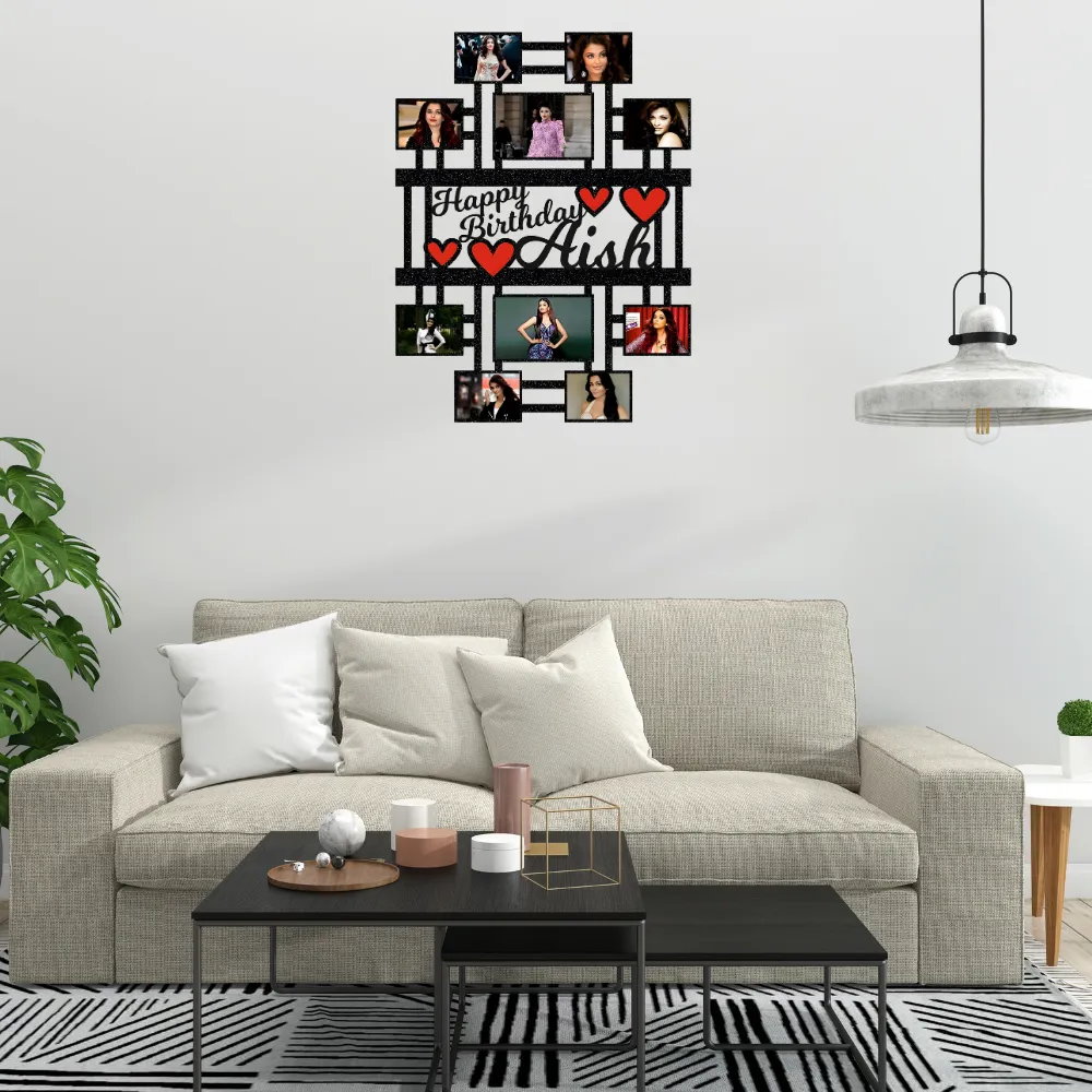 Happy Birthday Your Pictures And Names Customized Collage Photo Frame D1 Hover