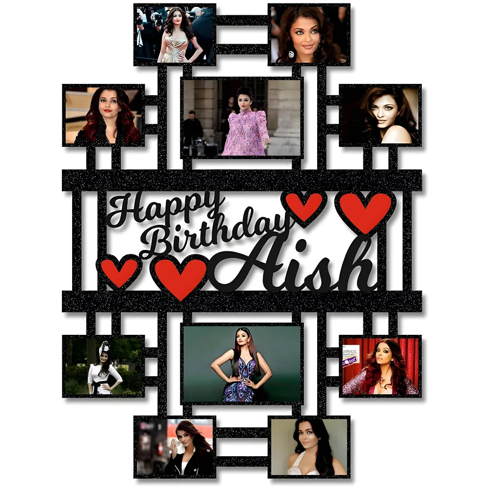 Happy Birthday Your Pictures And Names Customized Collage Photo Frame D1