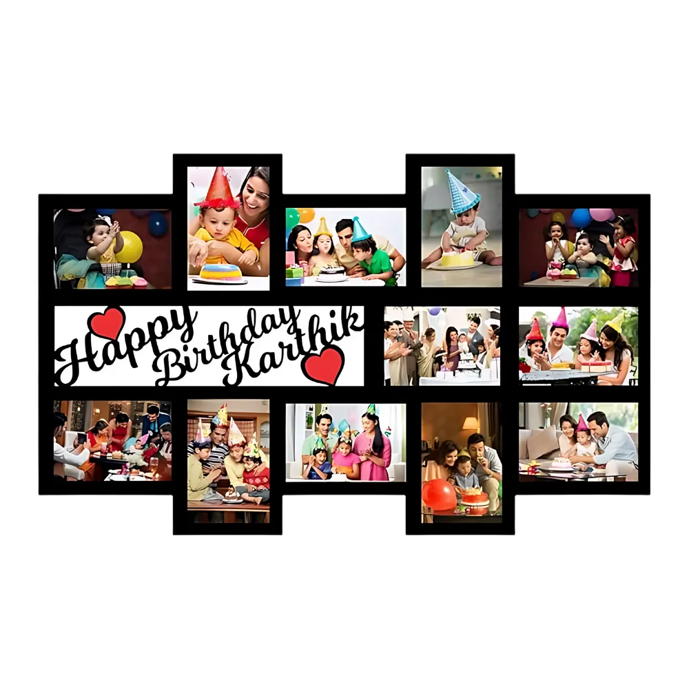 Happy Birthday Your Pictures And Names Customized Collage Photo Frame D2
