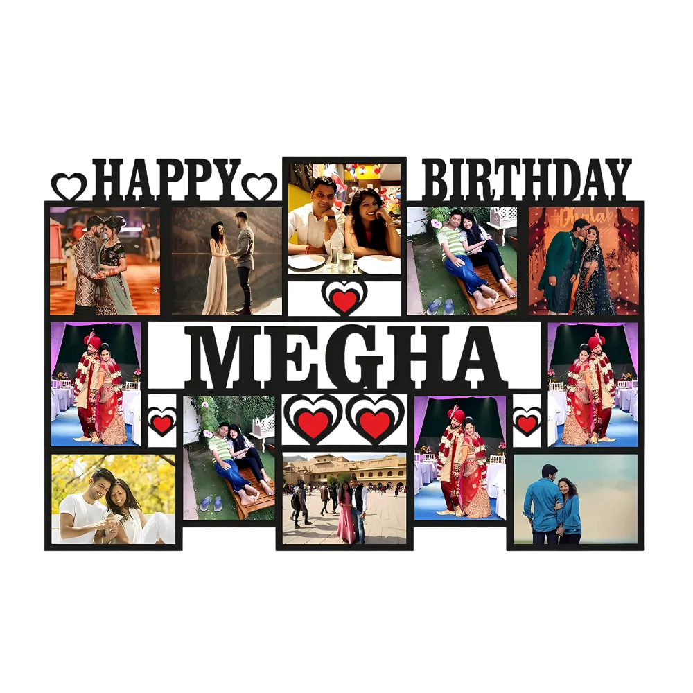 Happy Birthday Your Pictures And Names Customized Collage Photo Frame D4