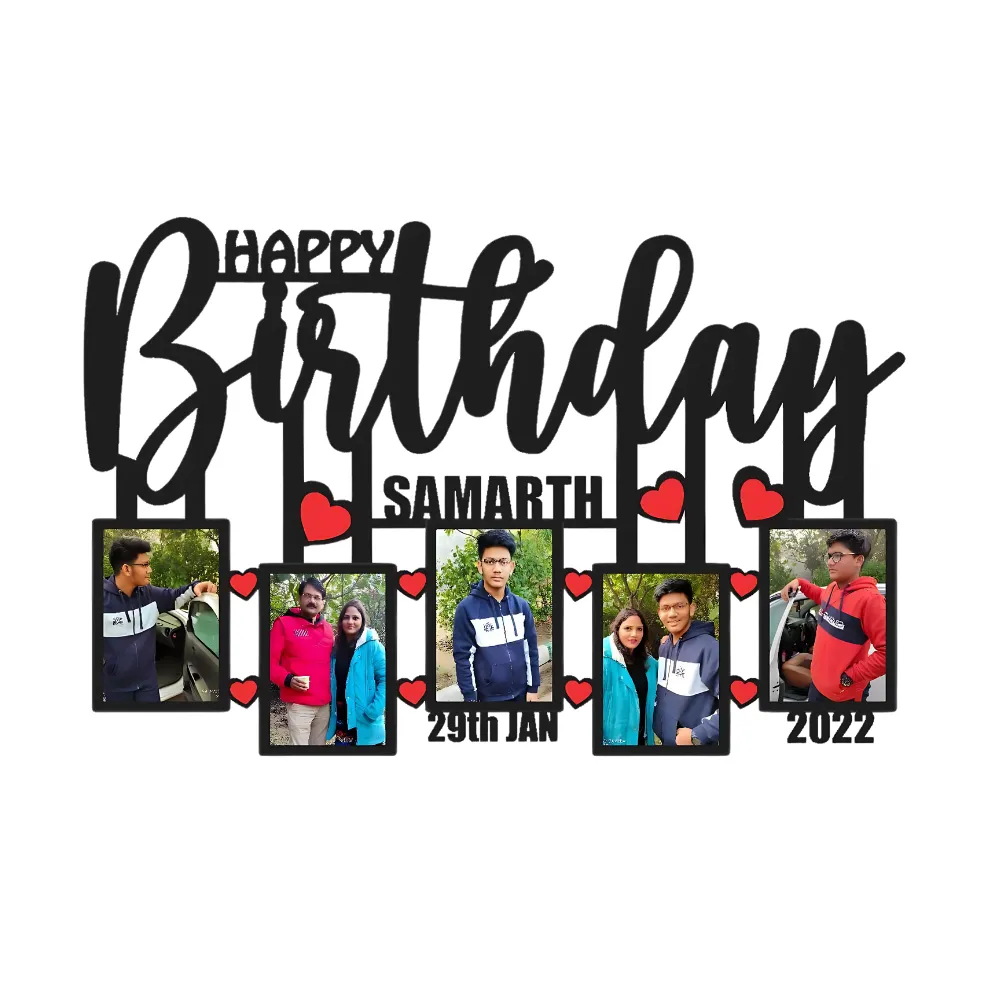 Happy Birthday Your Pictures And Names Customized Collage Photo Frame D5